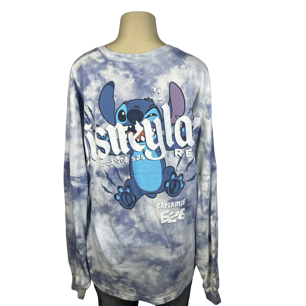 Disney Spirit Jersey Shirt Womens Large Blue Tie Dye Stitch Disneyland 626